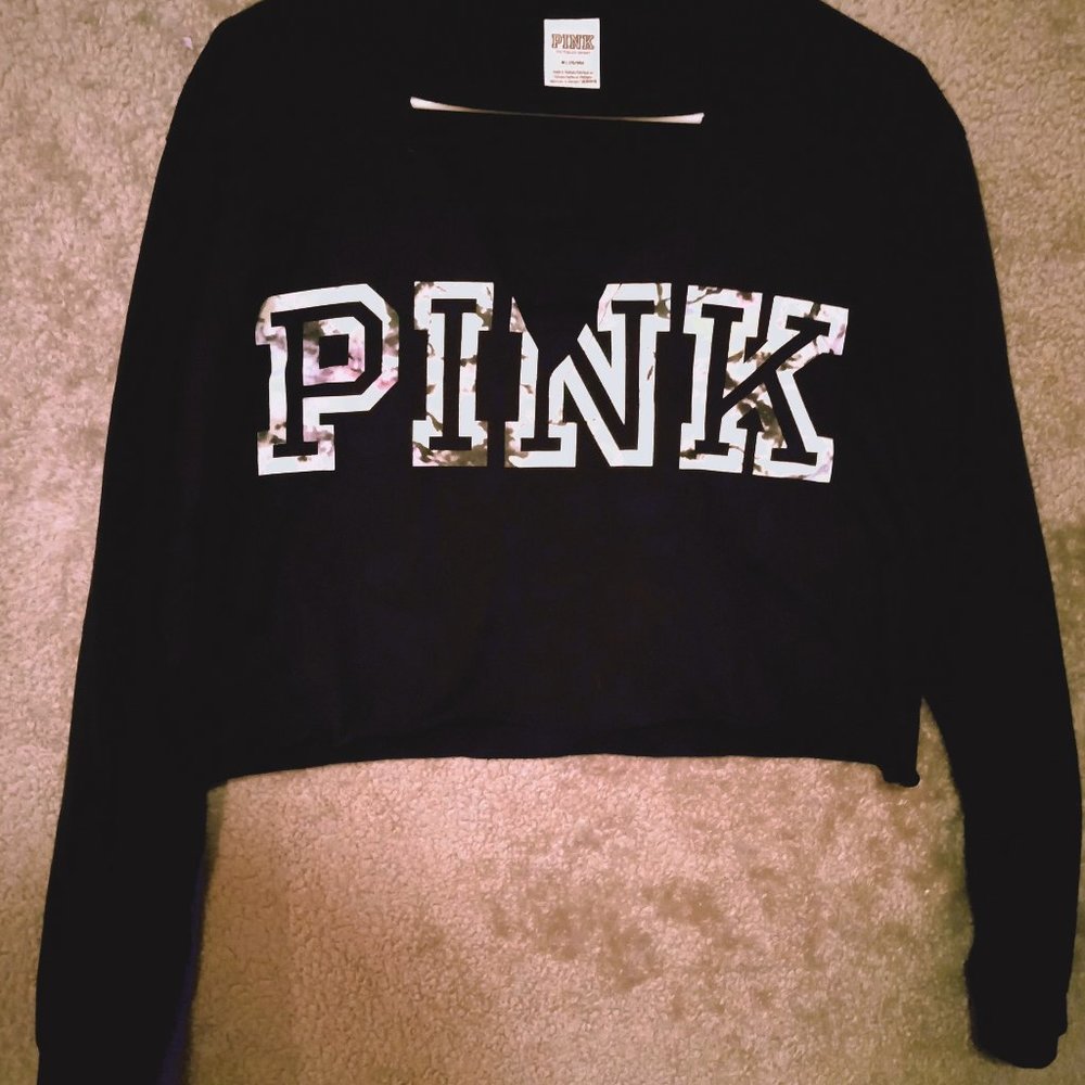 Victoria Secret Pink Long Sleeve Crop Top Size Medium